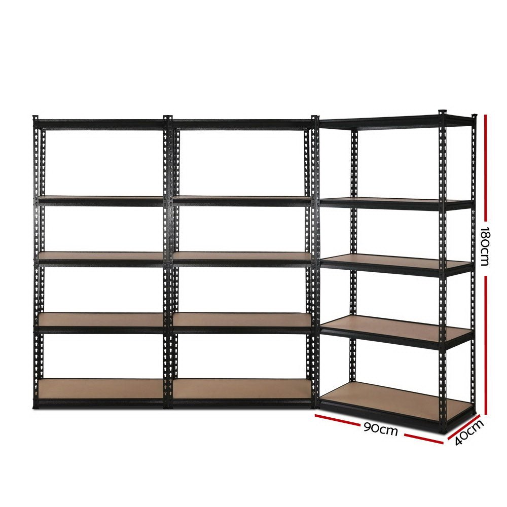 3x1.8M Garage Shelving Warehouse Rack Pallet Racking Storage Shelve Black - Tools > Tools Storage > Wall Storage Racks - Rivercity House & Home Co. (ABN 18 642 972 209) - Affordable Modern Furniture Australia