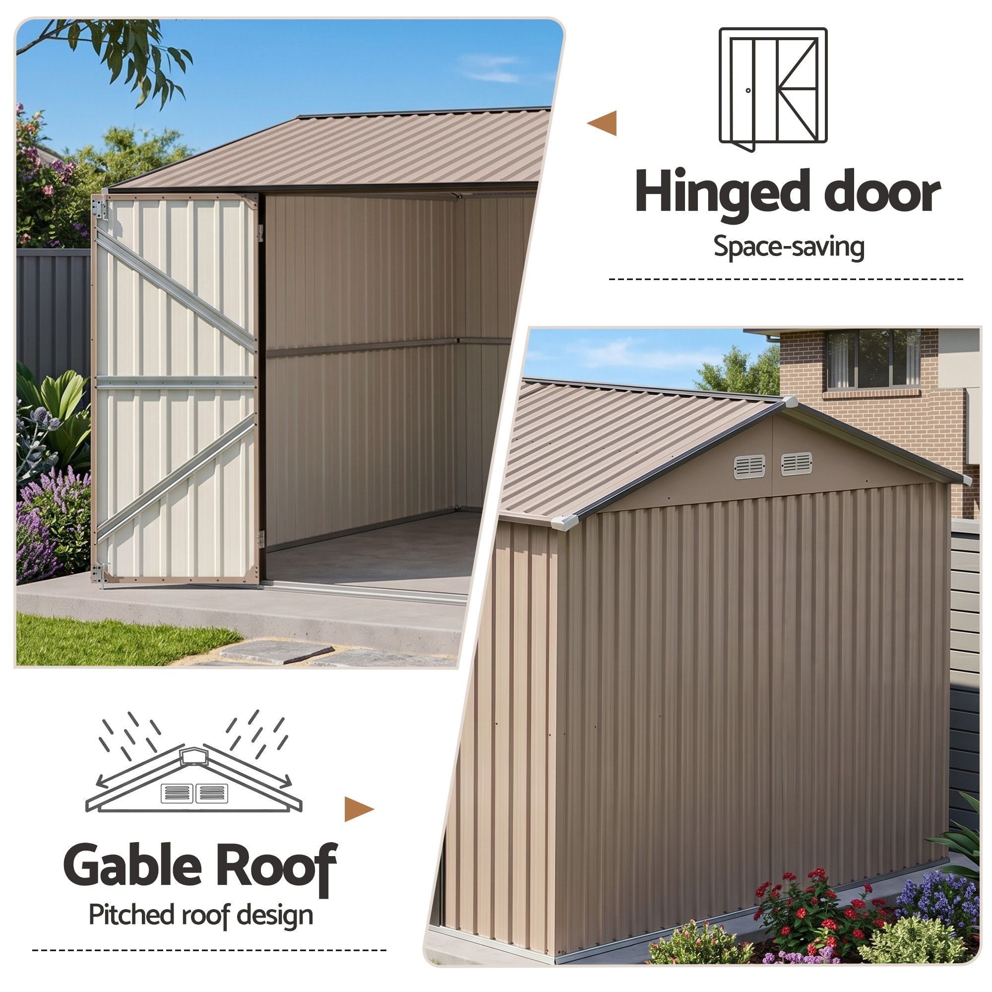 3x3m Outdoor Garden Tool Storage Shed with Lockable Doors - Brown - Home & Garden > Storage > Sheds - Rivercity House & Home Co. (ABN 18 642 972 209) - Affordable Modern Furniture Australia