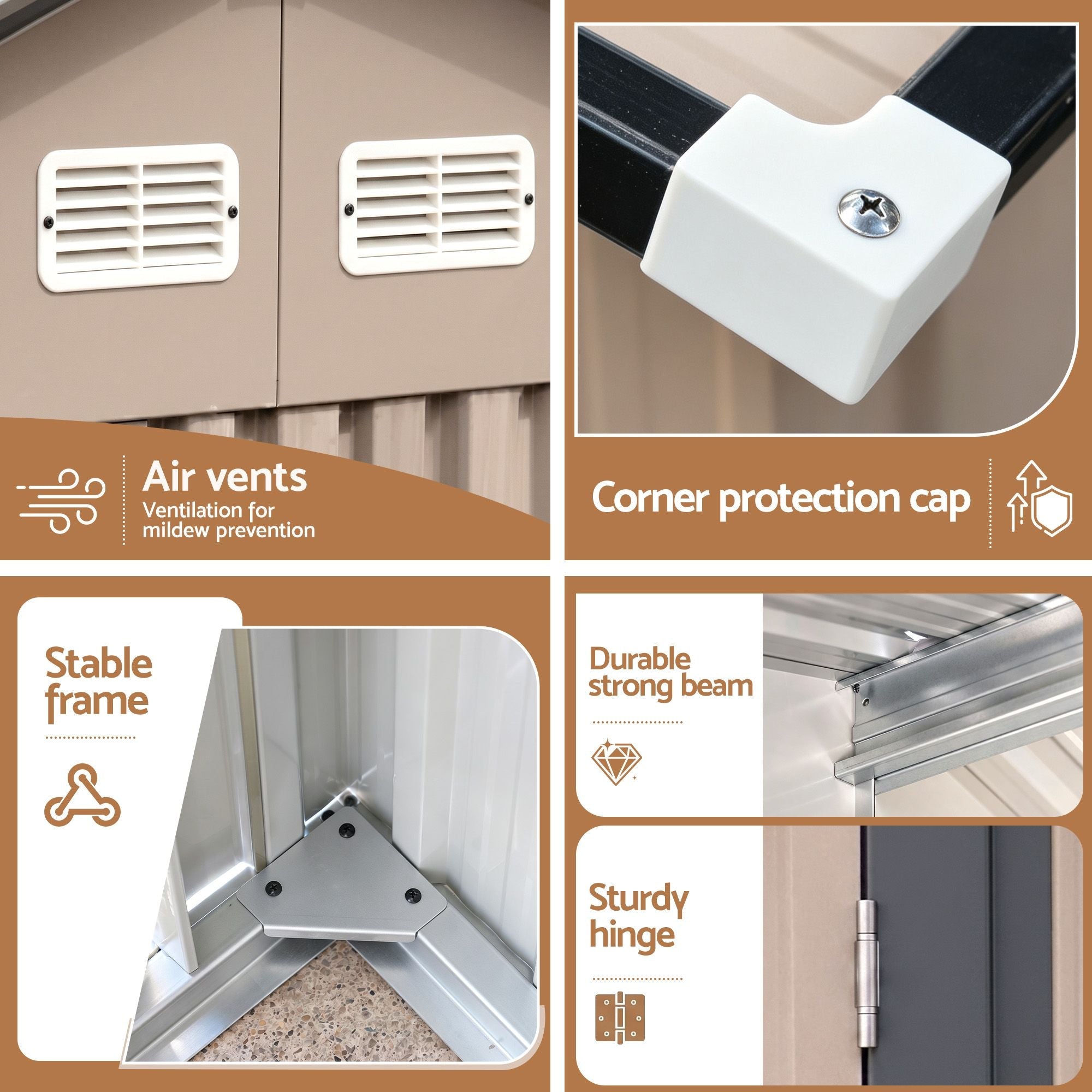 3x3m Outdoor Garden Tool Storage Shed with Lockable Doors - Brown - Home & Garden > Storage > Sheds - Rivercity House & Home Co. (ABN 18 642 972 209) - Affordable Modern Furniture Australia