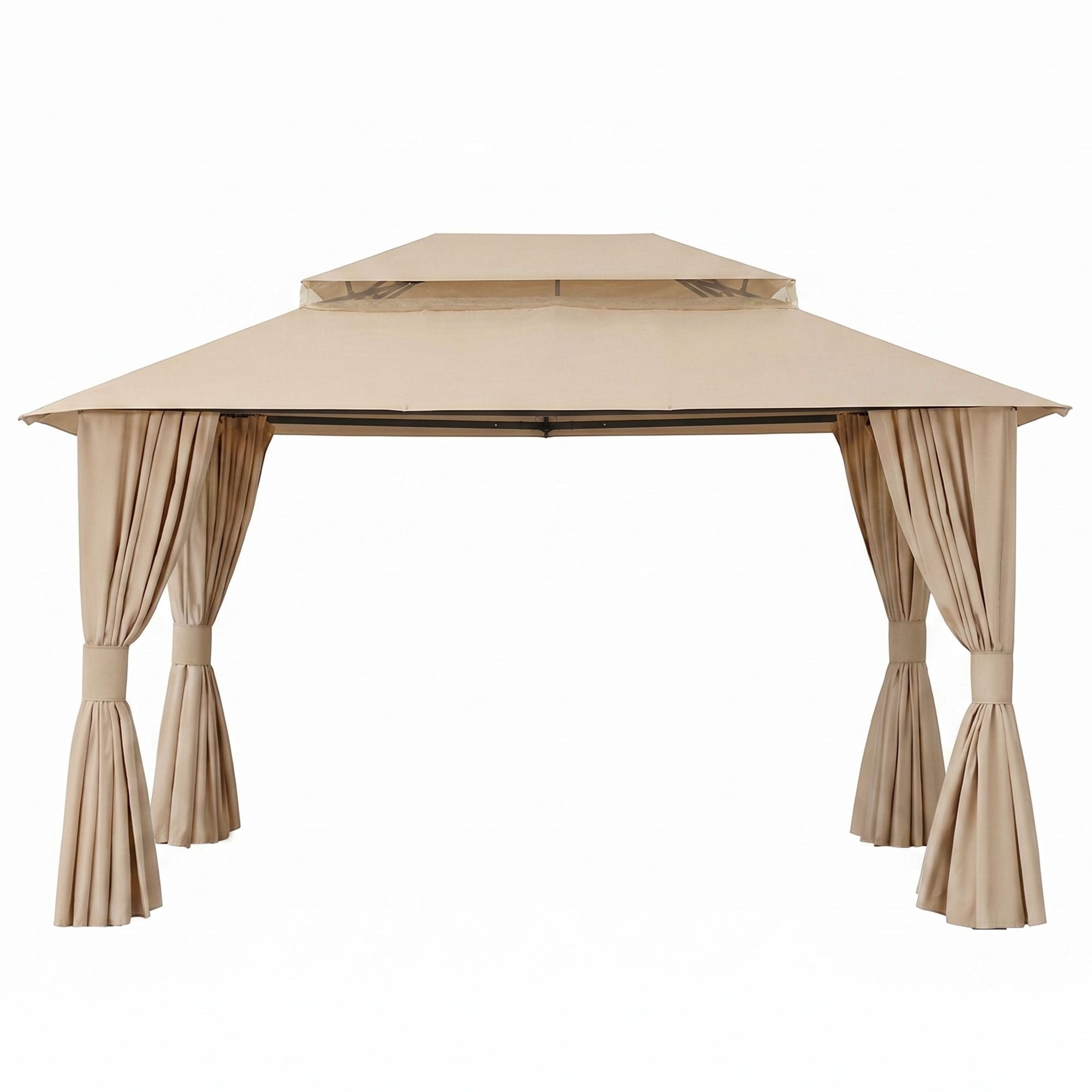 3x4m Outdoor Steel Frame Gazebo Canopy with Curtains and Mosquito Netting - Beige - Home & Garden > Shading > Canopies & Gazebos - Rivercity House & Home Co. (ABN 18 642 972 209) - Affordable Modern Furniture Australia