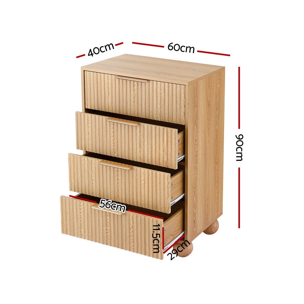 4 Chest of Drawers Dresser Tallboy Pine - Furniture > Bedroom > Dressers - Rivercity House & Home Co. (ABN 18 642 972 209) - Affordable Modern Furniture Australia