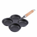 4 Cup Cast Iron Divided Egg Frying Pan Skillet Pancake Cooker - Black