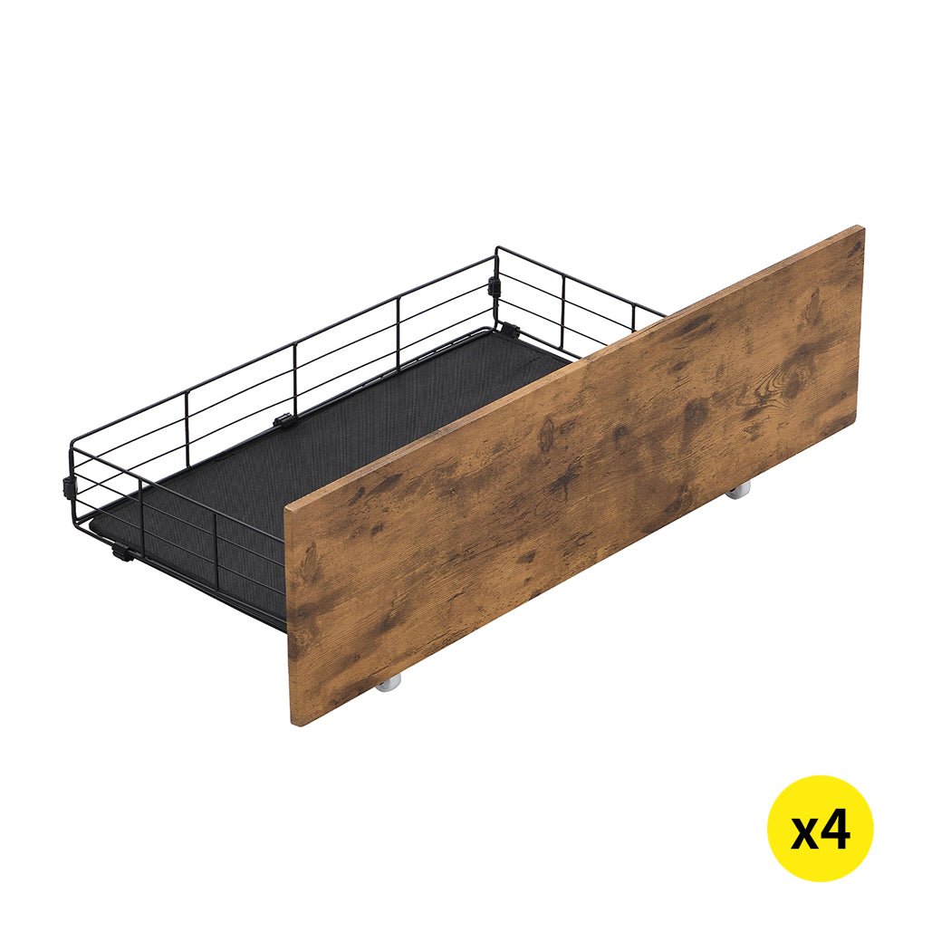 4 Double Bed Frame Storage Drawers with Castors and Mats - Brown - Rivercity House & Home Co. (ABN 18 642 972 209) - Affordable Modern Furniture Australia