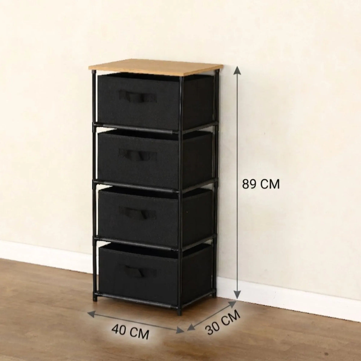 4 Drawer Fabric Storage Dresser with Steel Frame Rustic - Black - Furniture > Sofas > Sofa Accessories - Rivercity House & Home Co. (ABN 18 642 972 209) - Affordable Modern Furniture Australia