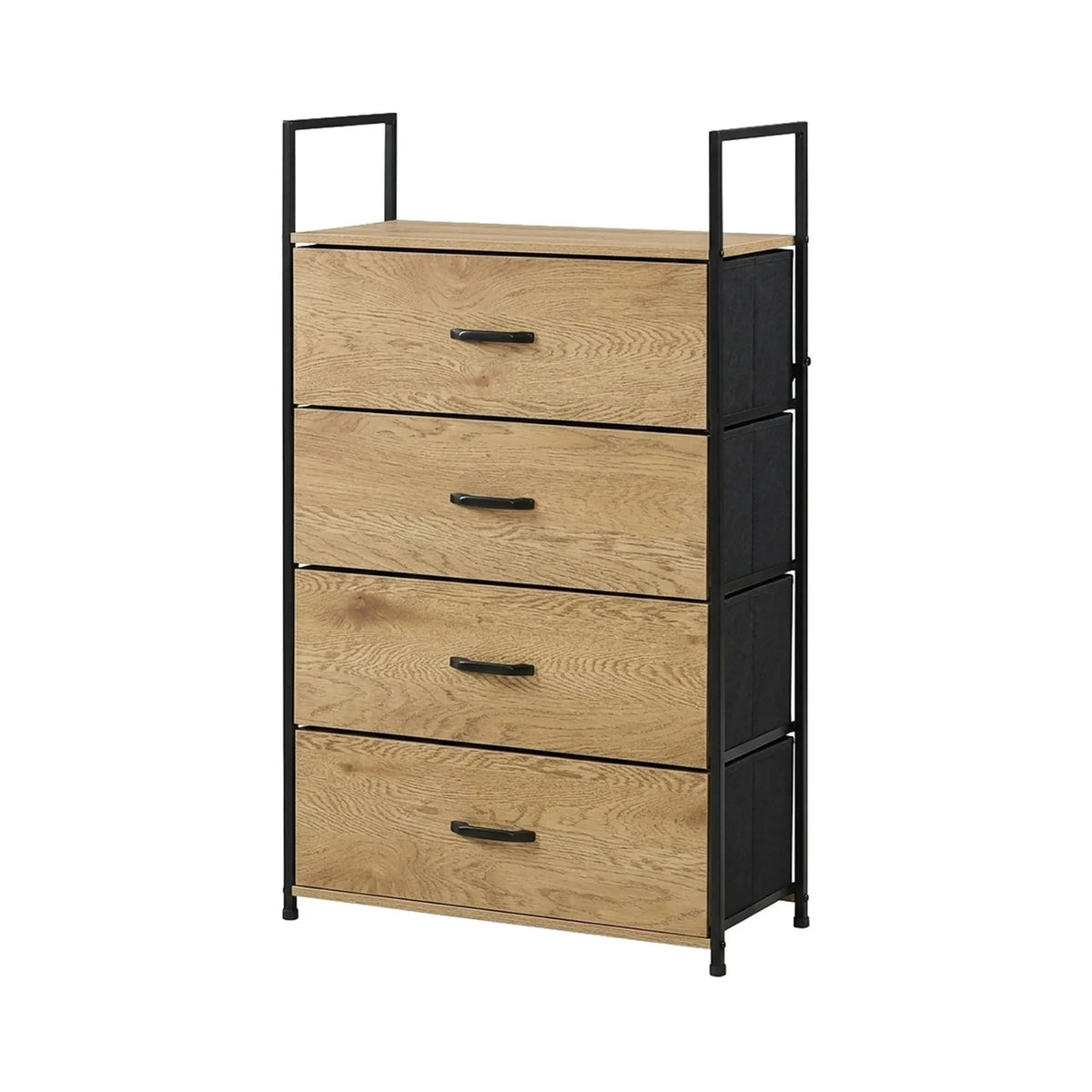 4 Drawer Tallboy Storage Cabinet Steel Frame Chest Drawers - Brown - Home & Garden > Storage > Storage Cabinets & Lockers - Rivercity House & Home Co. (ABN 18 642 972 209) - Affordable Modern Furniture Australia