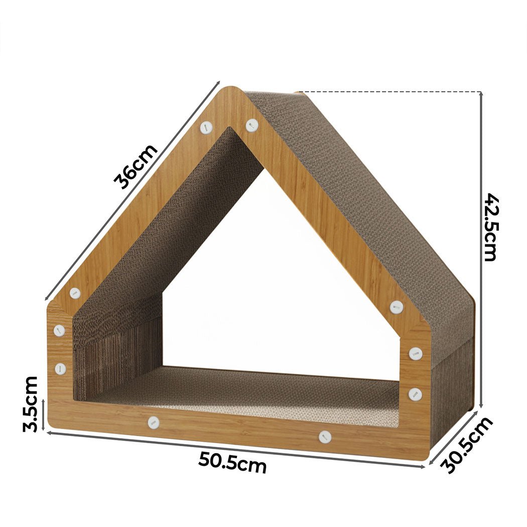 4 - in - 1 Cat Scratching Board with House and Lounge - Brown - Rivercity House & Home Co. (ABN 18 642 972 209) - Affordable Modern Furniture Australia