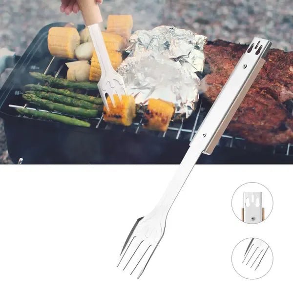 4-in-1 Folding Grill Multitool with Spatula, Fork, Tongs & Bottle Opener for Camping and Outdoor Grilling - Home & Garden > BBQ > BBQ Tools - Rivercity House & Home Co. (ABN 18 642 972 209) - Affordable Modern Furniture Australia
