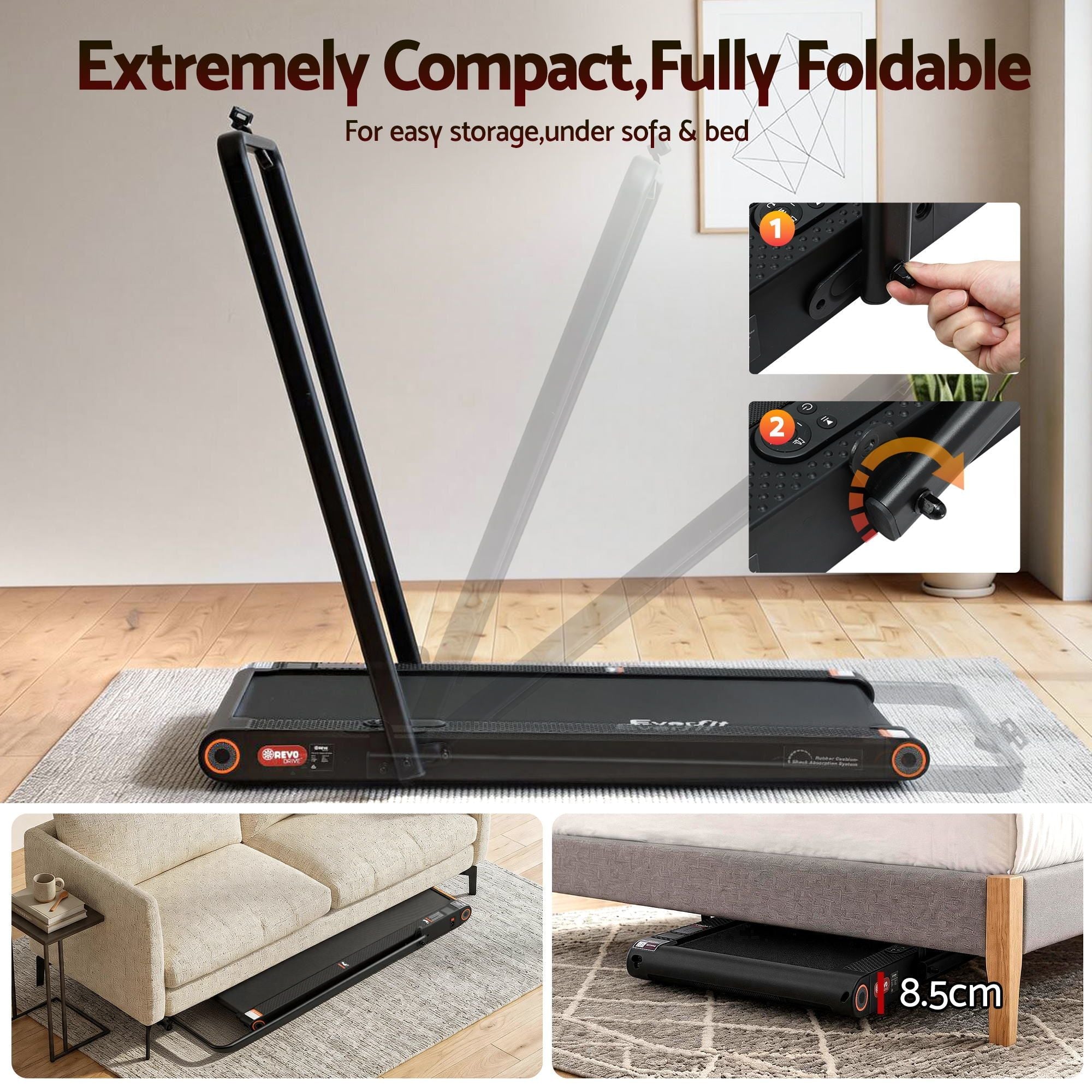 4 in 1 Vibration Walking Pad Treadmill Under Desk Treadmills for Home Gym with App Control 380mm Black - Sports & Fitness > Exercise, Gym & Fitness > Treadmills - Rivercity House & Home Co. (ABN 18 642 972 209) - Affordable Modern Furniture Australia