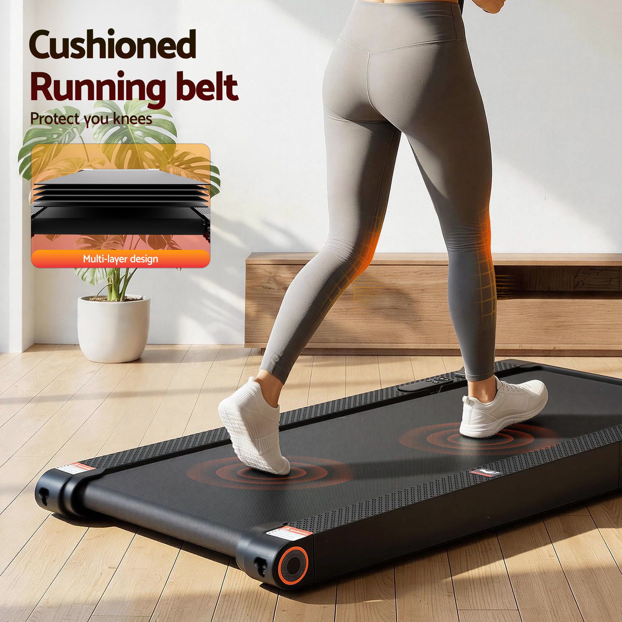 4 in 1 Vibration Walking Pad Treadmill Under Desk Treadmills for Home Gym with App Control 380mm Black - Sports & Fitness > Exercise, Gym & Fitness > Treadmills - Rivercity House & Home Co. (ABN 18 642 972 209) - Affordable Modern Furniture Australia