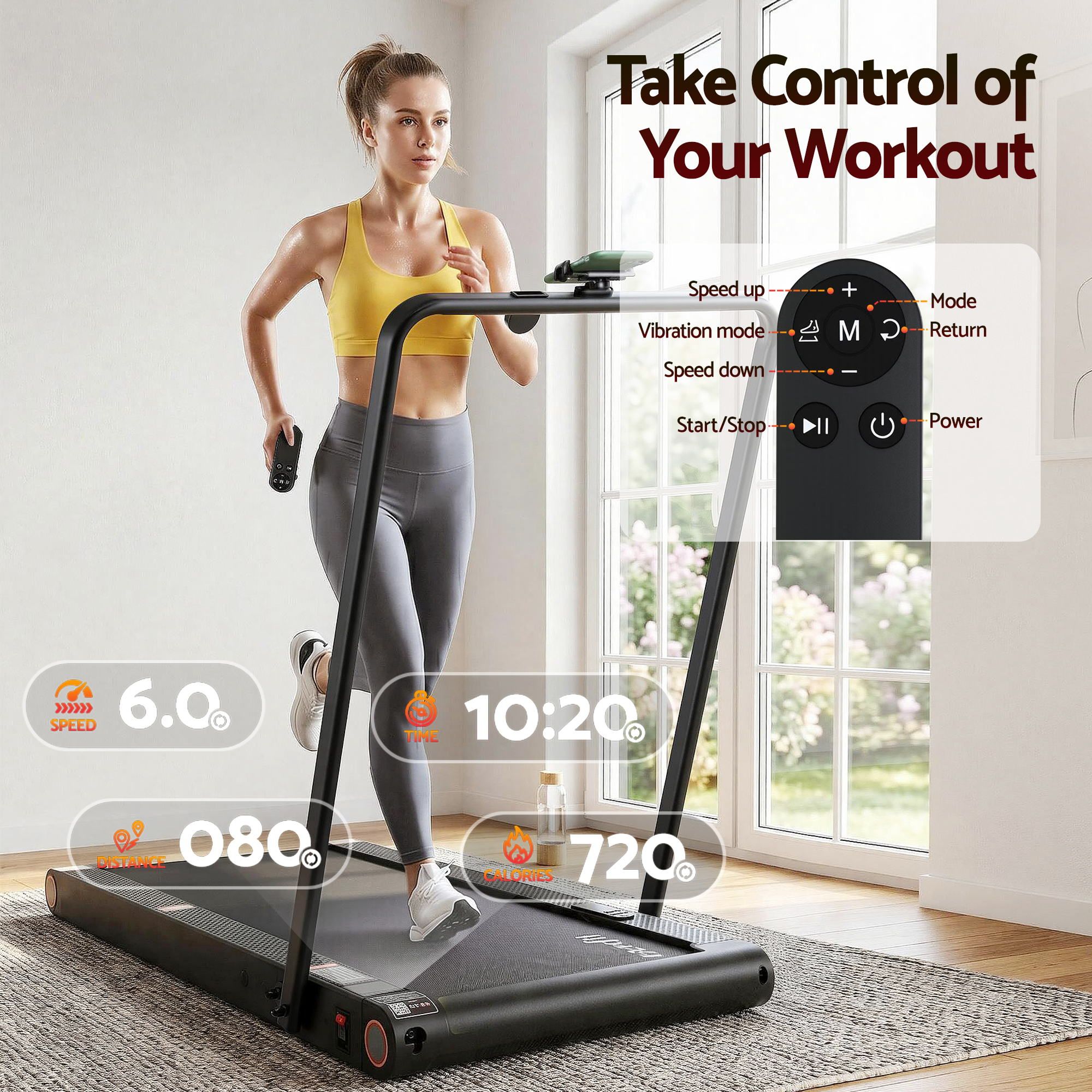 4 in 1 Vibration Walking Pad Treadmill Under Desk Treadmills for Home Gym with App Control 380mm Black - Sports & Fitness > Exercise, Gym & Fitness > Treadmills - Rivercity House & Home Co. (ABN 18 642 972 209) - Affordable Modern Furniture Australia