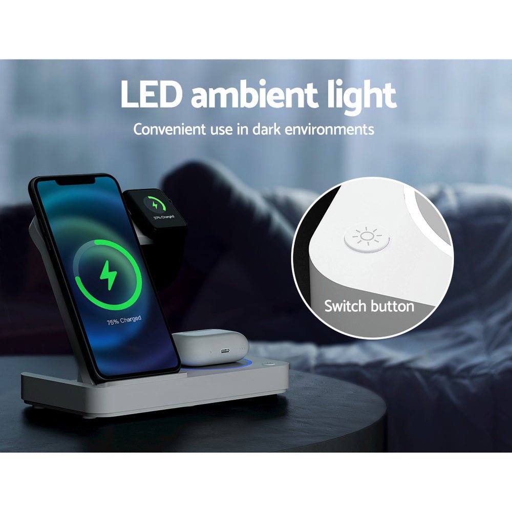 4 - in - 1 Wireless Charger Dock Fast Charging for Phone White - Electronics > Mobile Accessories > Phone Chargers - Rivercity House & Home Co. (ABN 18 642 972 209) - Affordable Modern Furniture Australia