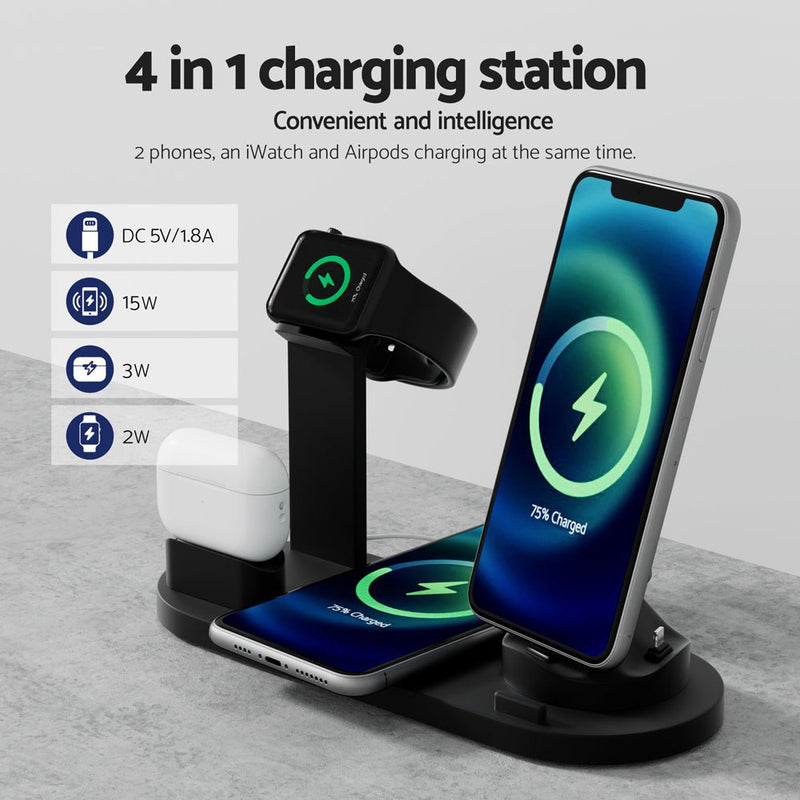 4 in 1 Wireless Charger Multi - function Station for Phone Airpod iWatch 15W - Electronics > Mobile Accessories - Rivercity House & Home Co. (ABN 18 642 972 209) - Affordable Modern Furniture Australia