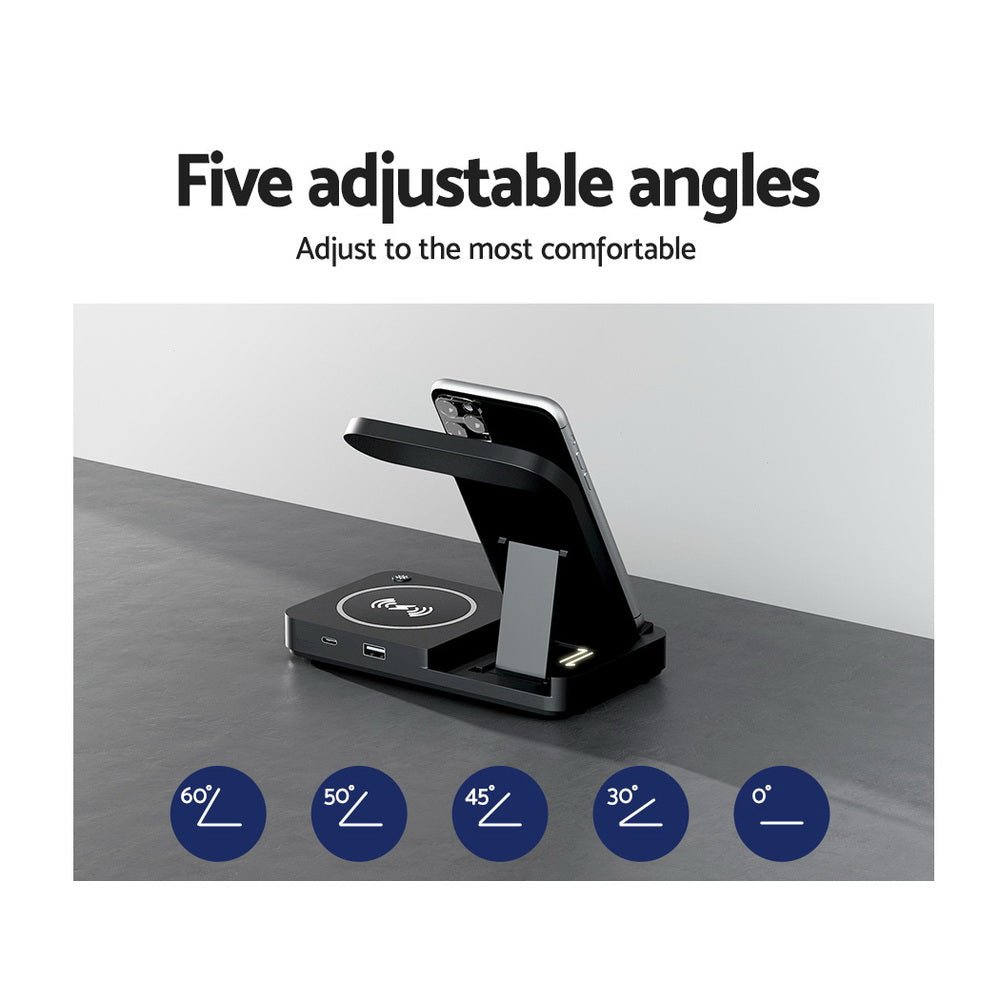 4 - in - 1 Wireless Charger Station Fast Charging for Phone Black - Electronics > Mobile Accessories > Phone Chargers - Rivercity House & Home Co. (ABN 18 642 972 209) - Affordable Modern Furniture Australia