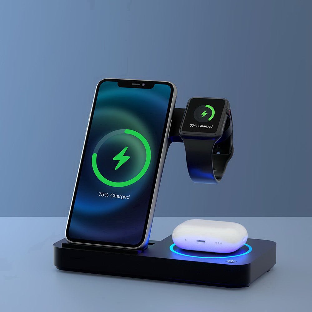 4 - in - 1 Wireless Charger Station Fast Charging for Phone Black - Electronics > Mobile Accessories > Phone Chargers - Rivercity House & Home Co. (ABN 18 642 972 209) - Affordable Modern Furniture Australia