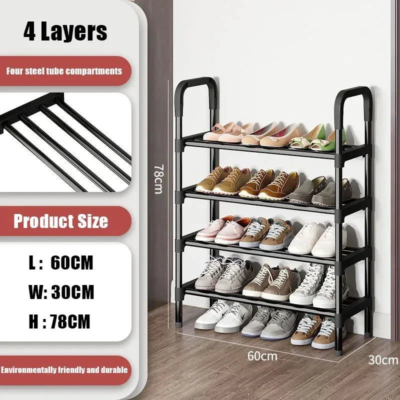 4-Layer Multi-Function Shoe Rack Space Saver - Black - Home & Garden > DIY > Kitchen & Bathroom DIY - Rivercity House & Home Co. (ABN 18 642 972 209) - Affordable Modern Furniture Australia
