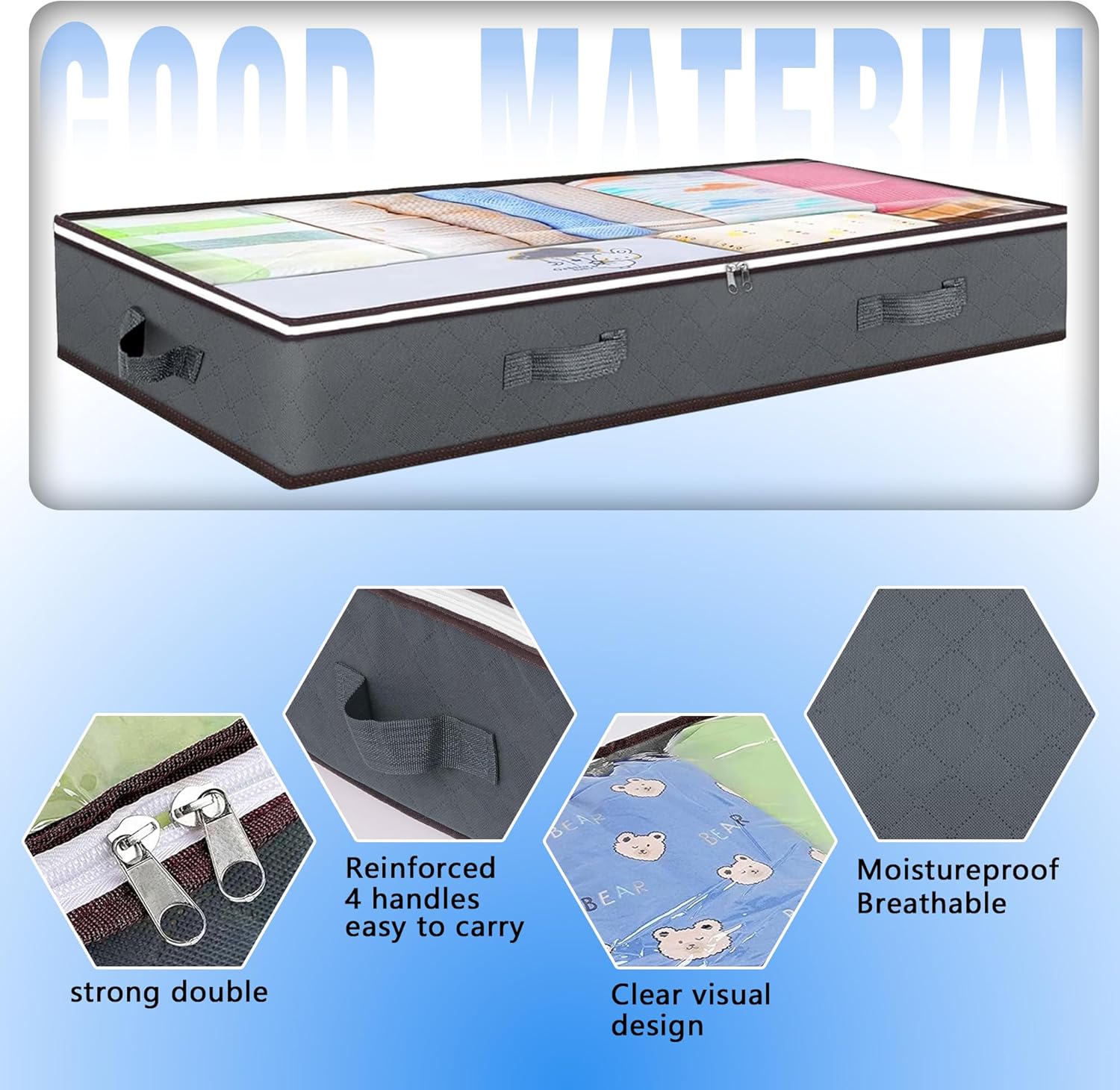 4 Pack 90L Underbed Storage Bins for Comforters, Linen, Pillows, Toys, Towels, Blankets - Clear Top - Furniture > Outdoor > Outdoor Storage Boxes - Rivercity House & Home Co. (ABN 18 642 972 209) - Affordable Modern Furniture Australia