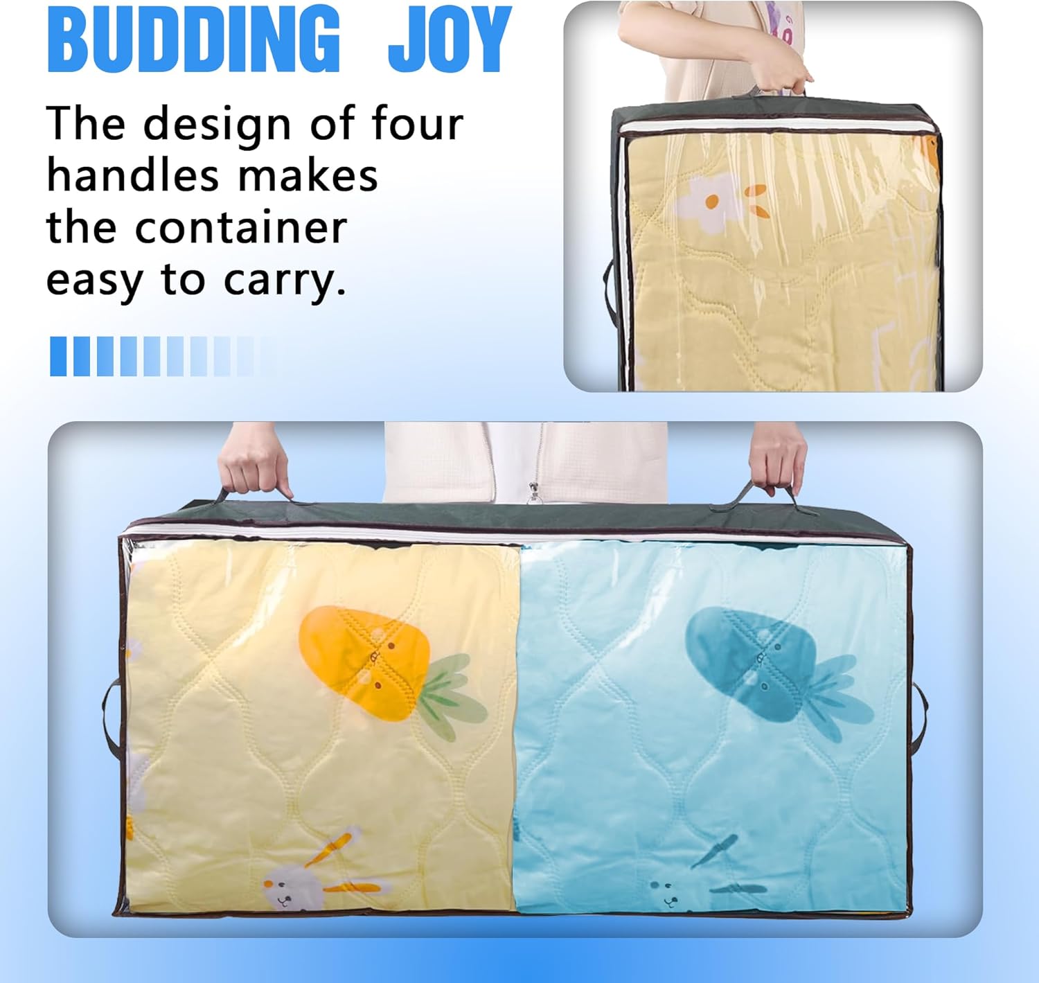 4 Pack 90L Underbed Storage Bins for Comforters, Linen, Pillows, Toys, Towels, Blankets - Clear Top - Furniture > Outdoor > Outdoor Storage Boxes - Rivercity House & Home Co. (ABN 18 642 972 209) - Affordable Modern Furniture Australia