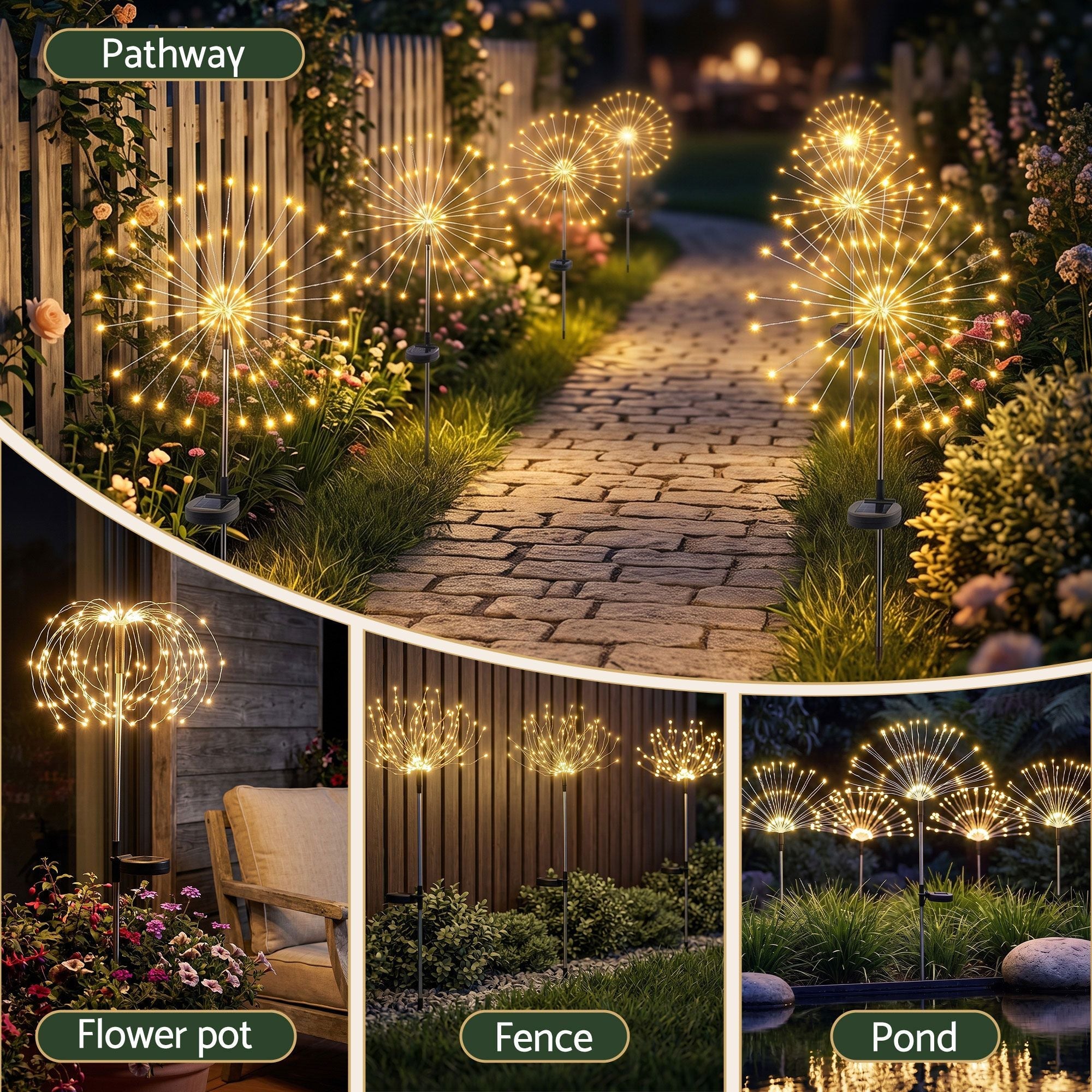 4 Pack Christmas Lights Solar Firework Outdoor Garden Lights DIY Decoration Warm White - Occasions > Christmas > Outdoor Decorations & Lights - Rivercity House & Home Co. (ABN 18 642 972 209) - Affordable Modern Furniture Australia