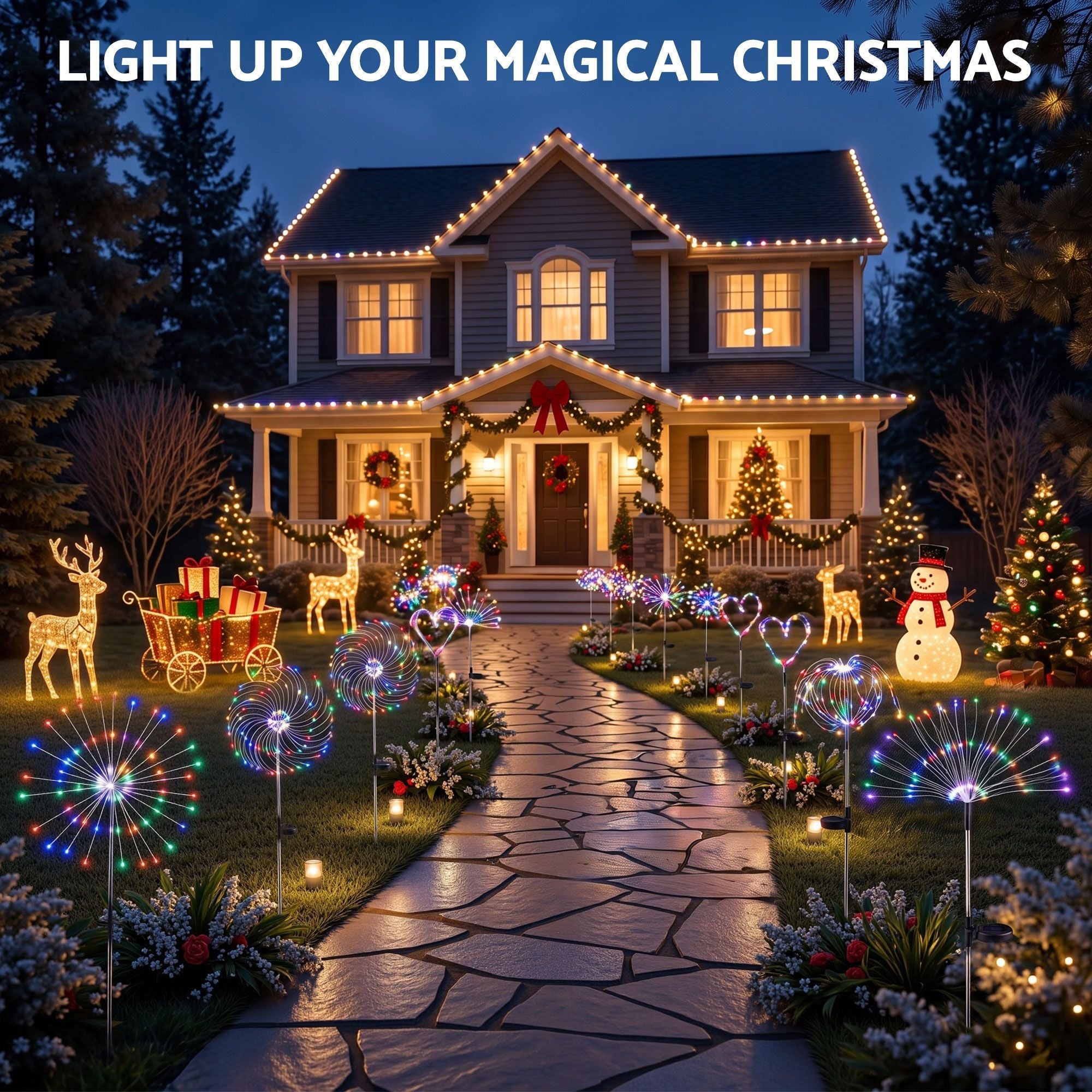 4 Pack Christmas Path Lights Solar Firework Garden Decoration Multicolour - Occasions > Christmas > Outdoor Decorations & Lights - Rivercity House & Home Co. (ABN 18 642 972 209) - Affordable Modern Furniture Australia