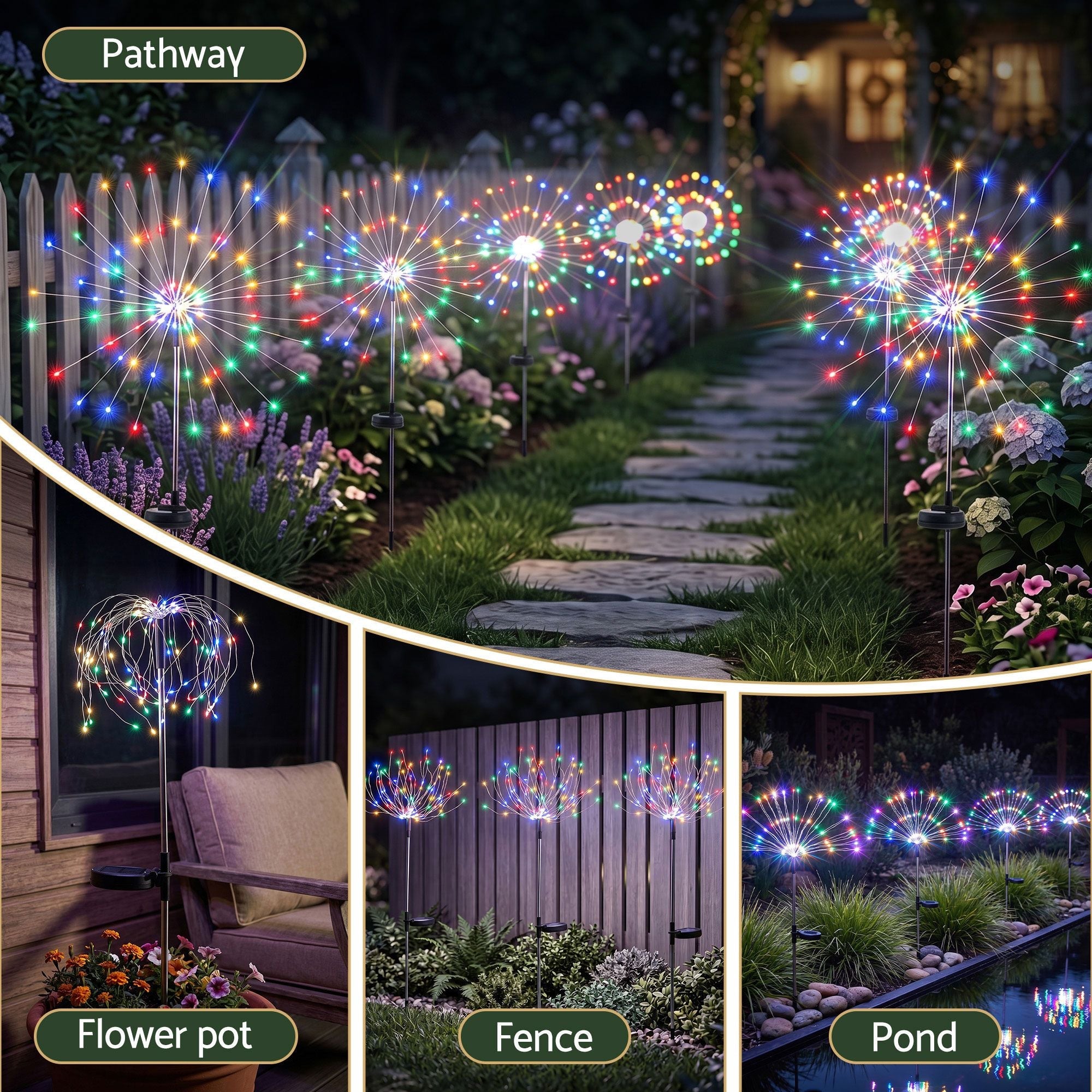 4 Pack Christmas Path Lights Solar Firework Garden Decoration Multicolour - Occasions > Christmas > Outdoor Decorations & Lights - Rivercity House & Home Co. (ABN 18 642 972 209) - Affordable Modern Furniture Australia