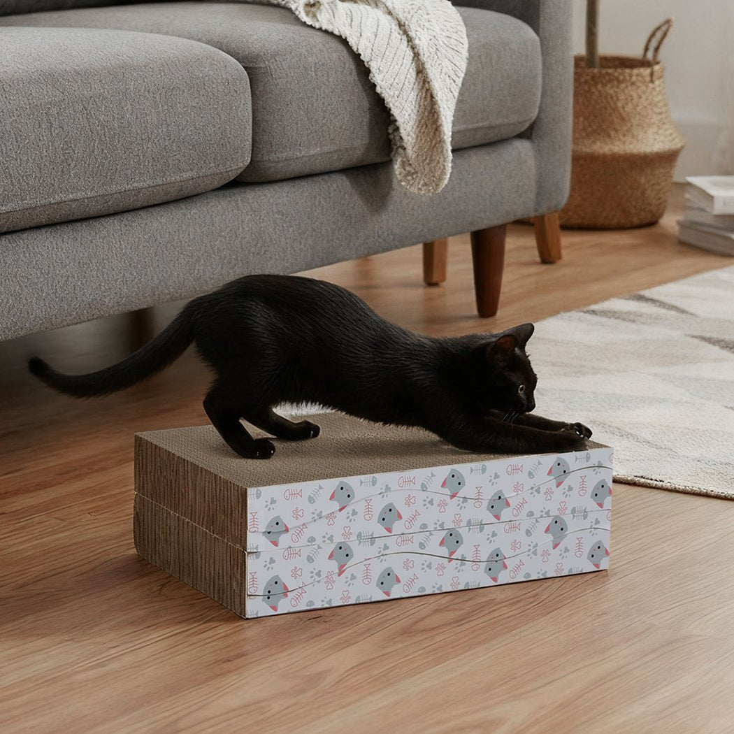 4 - Pack Curved Cat Scratcher Board Bed - Brown - Rivercity House & Home Co. (ABN 18 642 972 209) - Affordable Modern Furniture Australia
