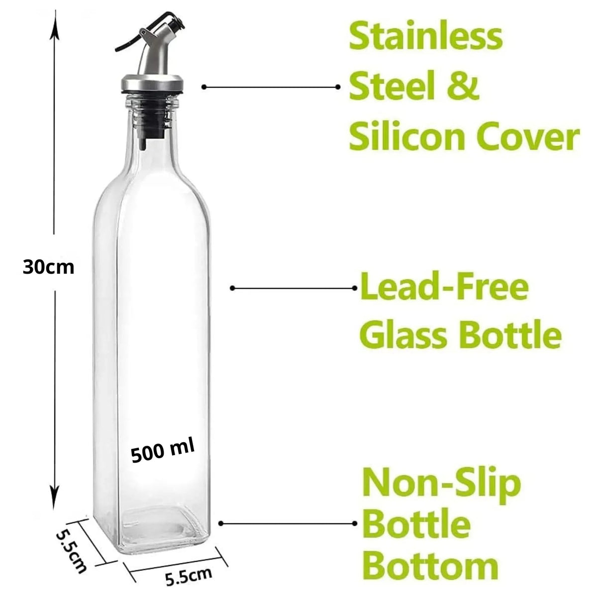 4 Pack Glass Oil Dispenser Bottles 500ml with Anti-Drip Pourer - Transparent - Home & Garden > Kitchenware > Food Storage - Rivercity House & Home Co. (ABN 18 642 972 209) - Affordable Modern Furniture Australia