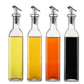 4 Pack Glass Oil Dispenser Bottles 500ml with Anti-Drip Pourer - Transparent