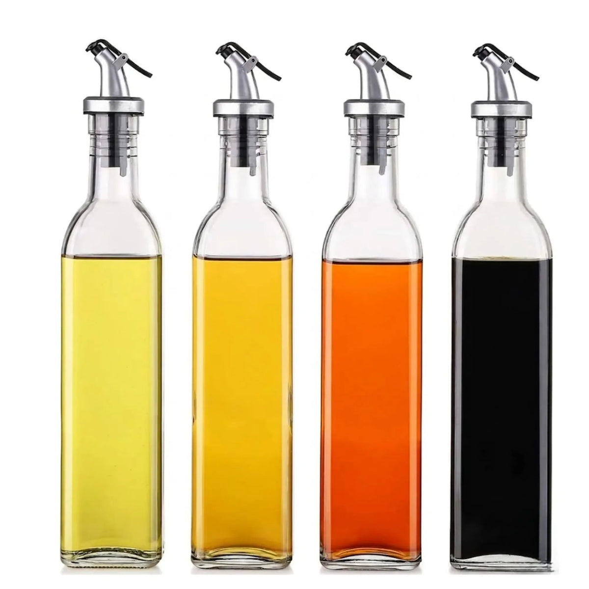 4 Pack Glass Oil Dispenser Bottles 500ml with Anti-Drip Pourer - Transparent - Home & Garden > Kitchenware > Food Storage - Rivercity House & Home Co. (ABN 18 642 972 209) - Affordable Modern Furniture Australia