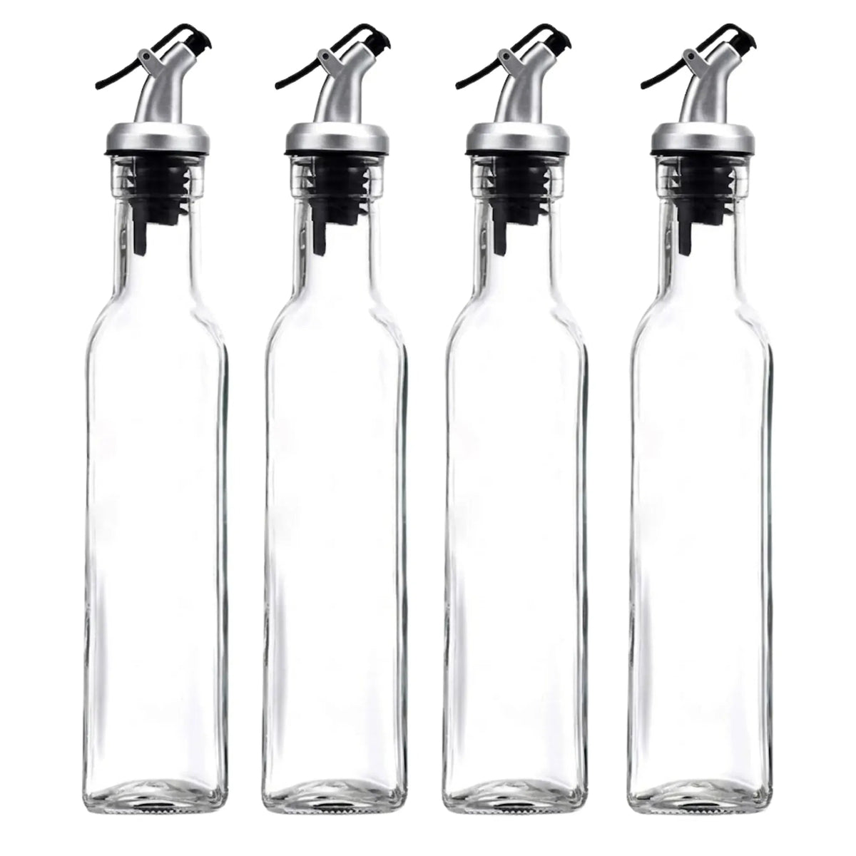 4 Pack Glass Oil Dispenser Bottles 500ml with Anti-Drip Pourer - Transparent - Home & Garden > Kitchenware > Food Storage - Rivercity House & Home Co. (ABN 18 642 972 209) - Affordable Modern Furniture Australia