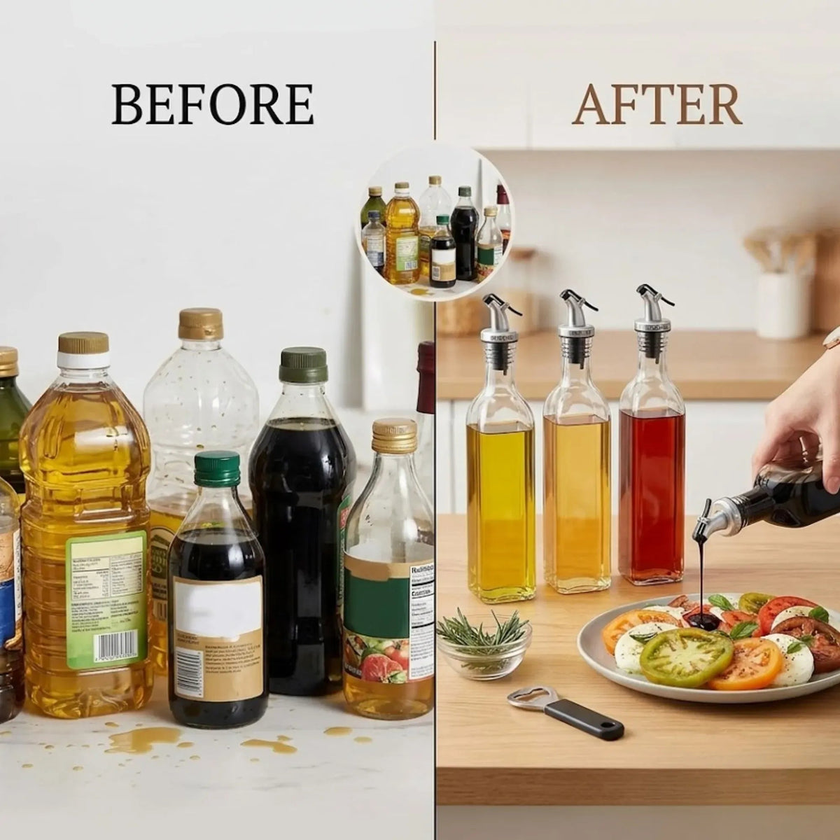 4 Pack Glass Oil Dispenser Bottles 500ml with Anti-Drip Pourer - Transparent - Home & Garden > Kitchenware > Food Storage - Rivercity House & Home Co. (ABN 18 642 972 209) - Affordable Modern Furniture Australia