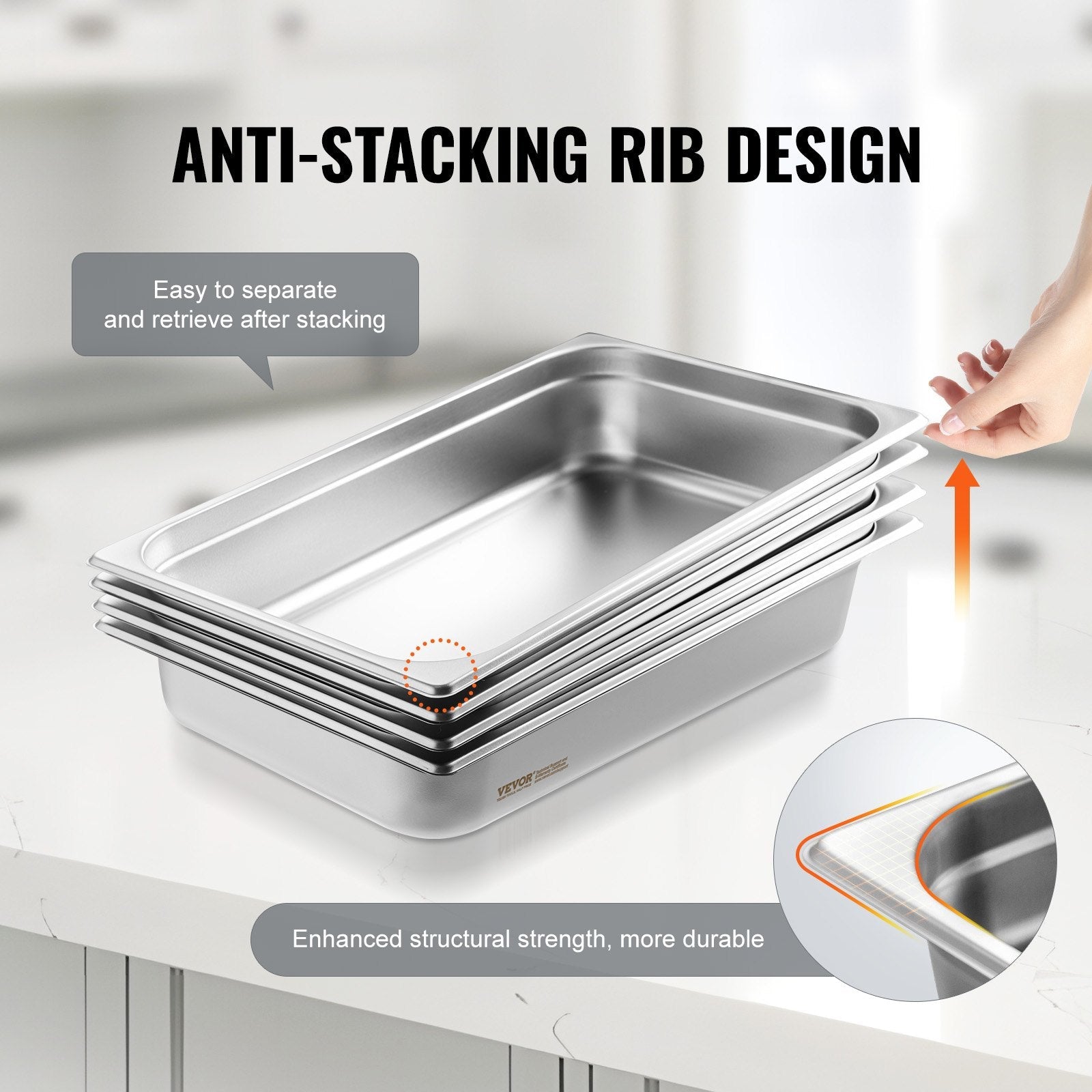 4 Pack Hotel Pans, Full Size Anti - Jam Steam Pan with Lid, 0.8mm Thick Stainless Steel Steam Table Pan, 4 - Inch Deep Commercial Table Pan, Catering Storage Food Pan, for Industrial & Scientific - Home & Garden > Kitchenware > Food Storage - Rivercity House & Home Co. (ABN 18 642 972 209) - Affordable Modern Furniture Australia