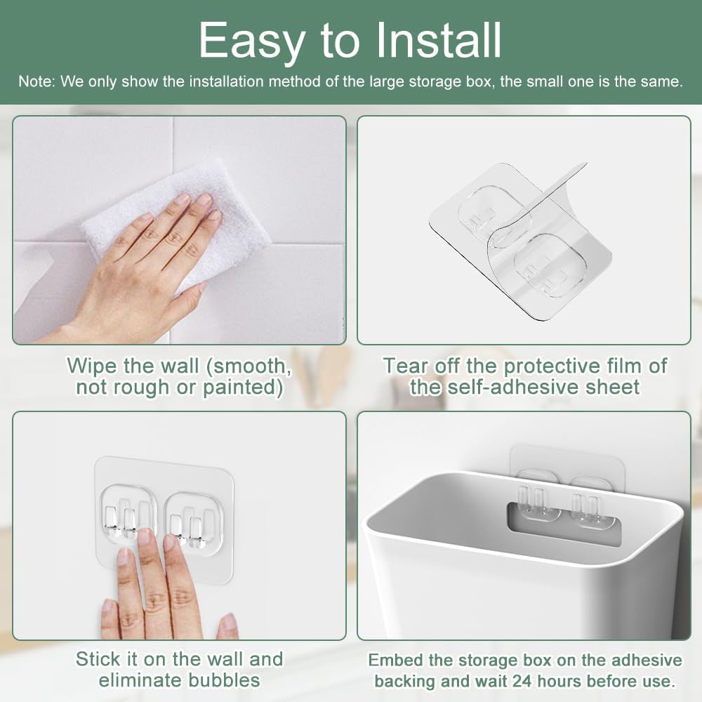 4 - Pack Self - Adhesive Wall Storage Boxes for Cabinet Doors Kitchen Bathroom Office - White - Furniture > Office > Storage Cabinets - Rivercity House & Home Co. (ABN 18 642 972 209) - Affordable Modern Furniture Australia