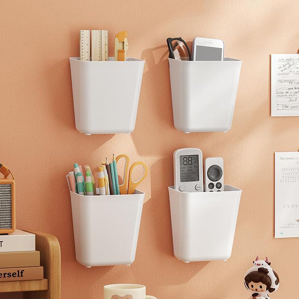 4 - Pack Self - Adhesive Wall Storage Boxes for Cabinet Doors Kitchen Bathroom Office - White - Furniture > Office > Storage Cabinets - Rivercity House & Home Co. (ABN 18 642 972 209) - Affordable Modern Furniture Australia