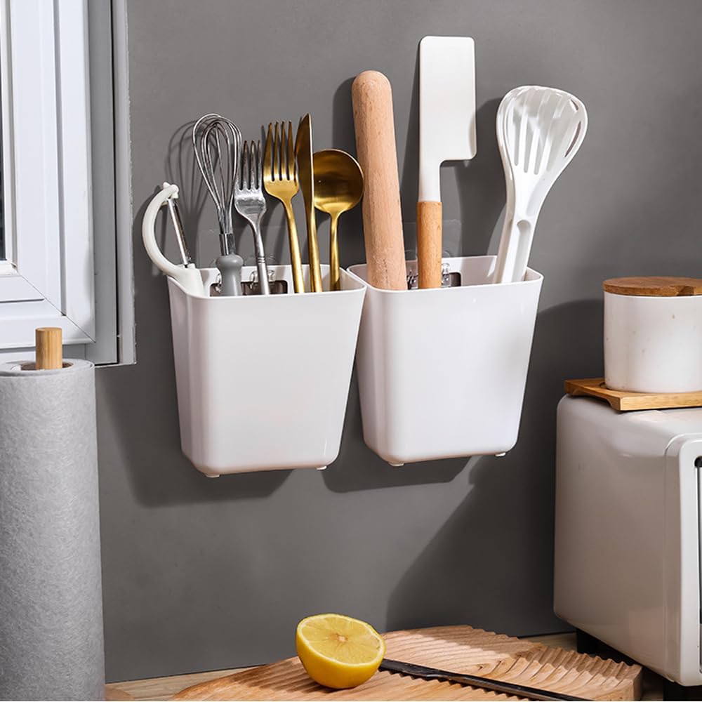 4 - Pack Self - Adhesive Wall Storage Boxes for Cabinet Doors Kitchen Bathroom Office - White - Furniture > Office > Storage Cabinets - Rivercity House & Home Co. (ABN 18 642 972 209) - Affordable Modern Furniture Australia