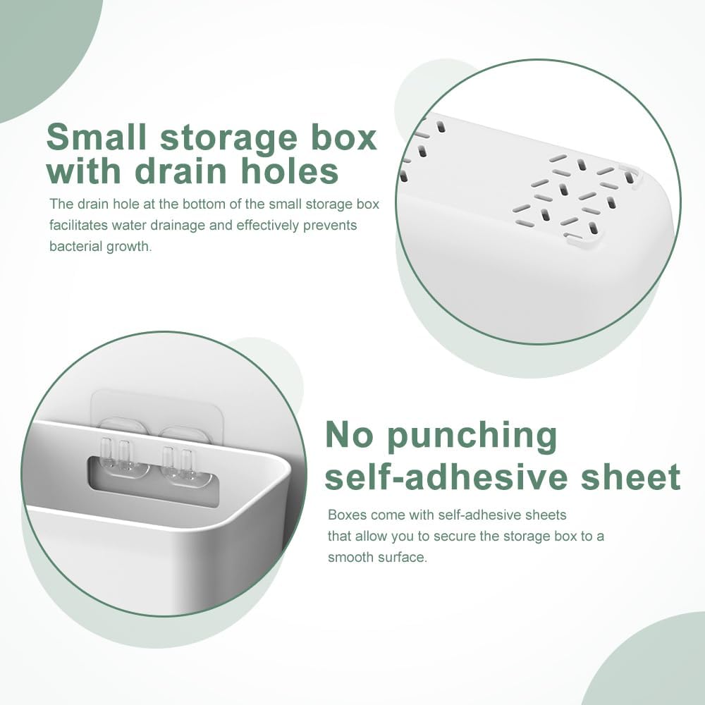 4 - Pack Self - Adhesive Wall Storage Boxes for Cabinet Doors Kitchen Bathroom Office - White - Furniture > Office > Storage Cabinets - Rivercity House & Home Co. (ABN 18 642 972 209) - Affordable Modern Furniture Australia