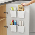 4-Pack Self-Adhesive Wall Storage Boxes for Cabinet Doors Kitchen Bathroom Office - White