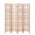 4 Panel Folding Room Divider Privacy Screen Wooden Partition 170cm - Natural