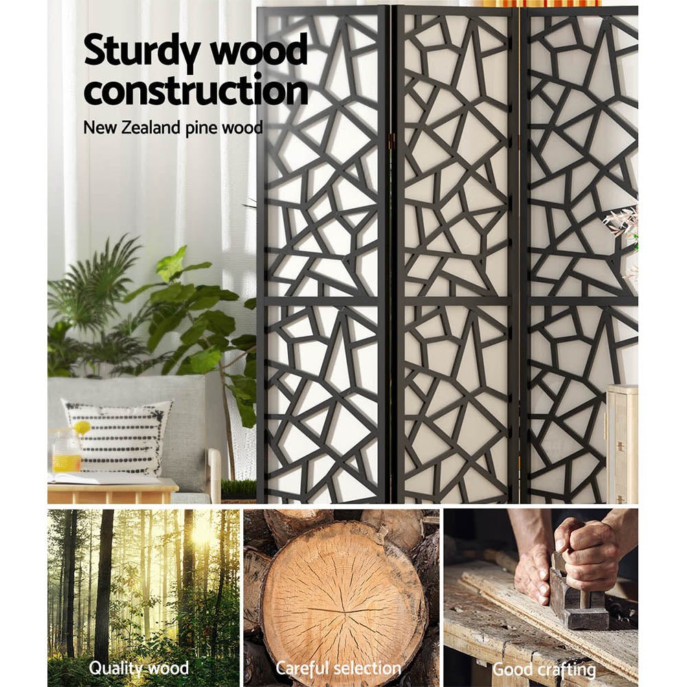 4 Panel Room Divider Screen 162x170cm Clover Black - Furniture > Bedroom > Room Dividers - Rivercity House & Home Co. (ABN 18 642 972 209) - Affordable Modern Furniture Australia