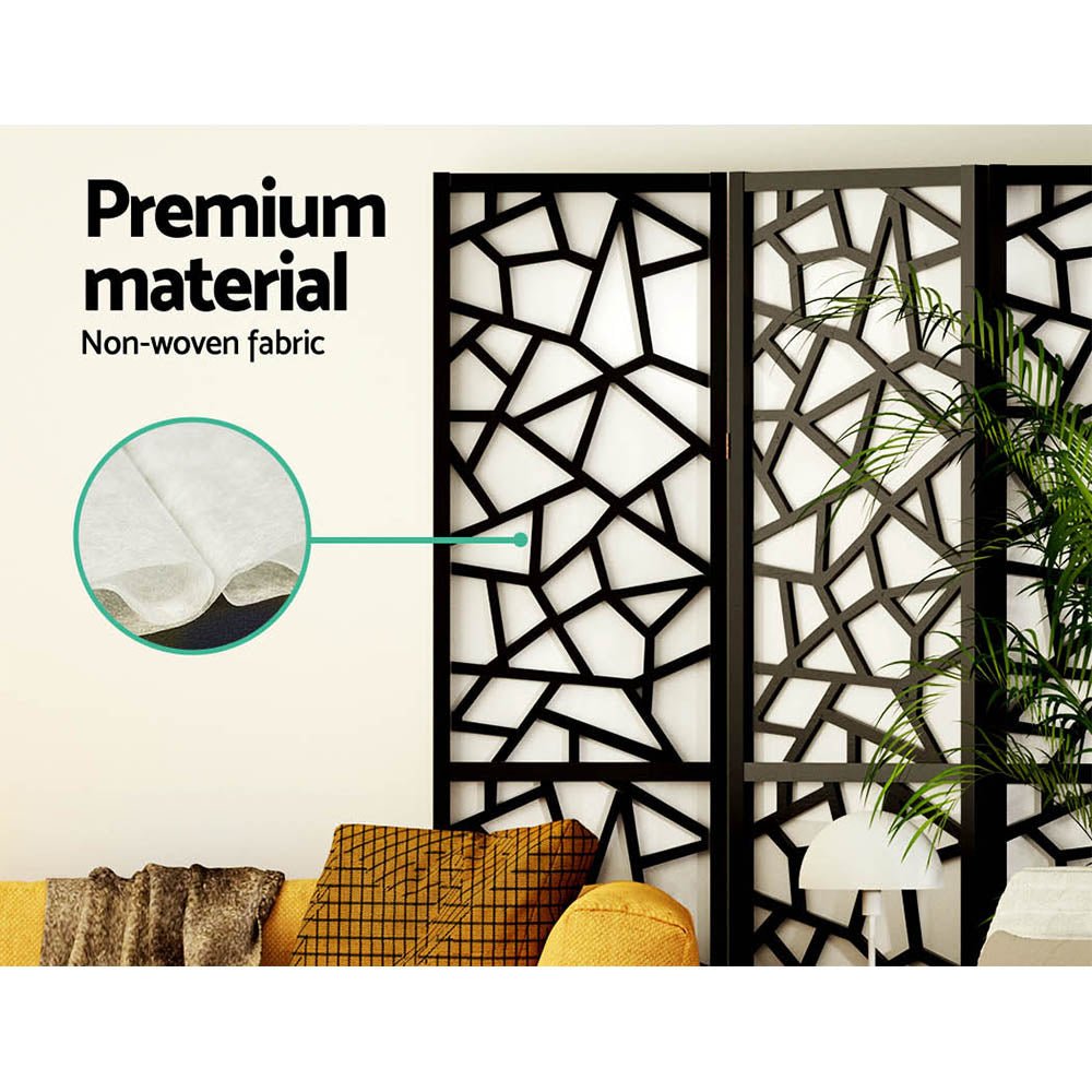 4 Panel Room Divider Screen 162x170cm Clover Black - Furniture > Bedroom > Room Dividers - Rivercity House & Home Co. (ABN 18 642 972 209) - Affordable Modern Furniture Australia