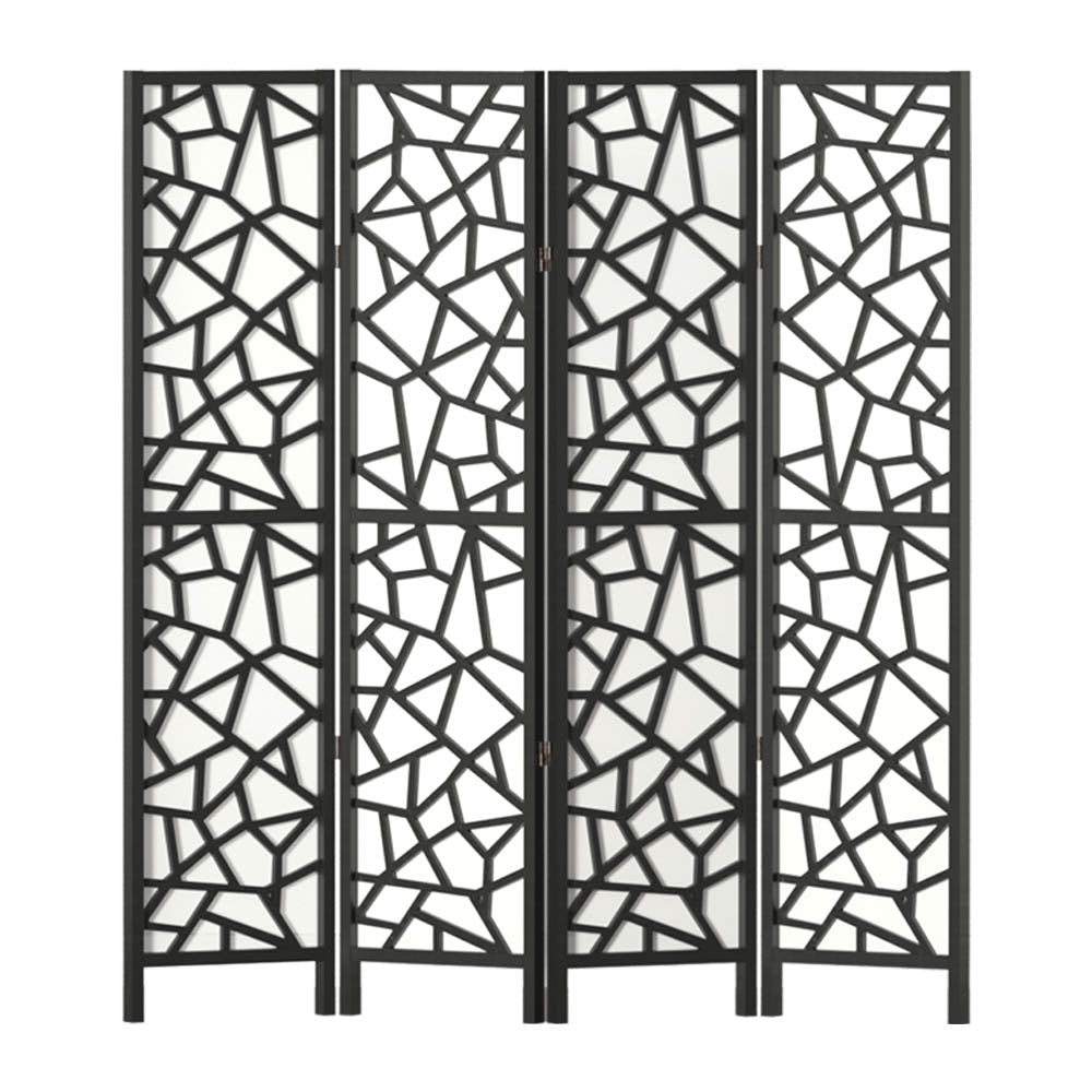 4 Panel Room Divider Screen 162x170cm Clover Black - Furniture > Bedroom > Room Dividers - Rivercity House & Home Co. (ABN 18 642 972 209) - Affordable Modern Furniture Australia