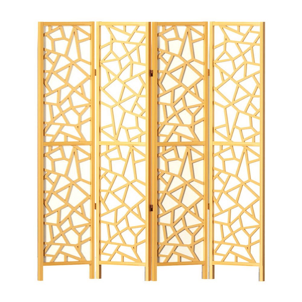 4 Panel Room Divider Screen 162x170cm Clover Natural - Furniture > Bedroom > Room Dividers - Rivercity House & Home Co. (ABN 18 642 972 209) - Affordable Modern Furniture Australia