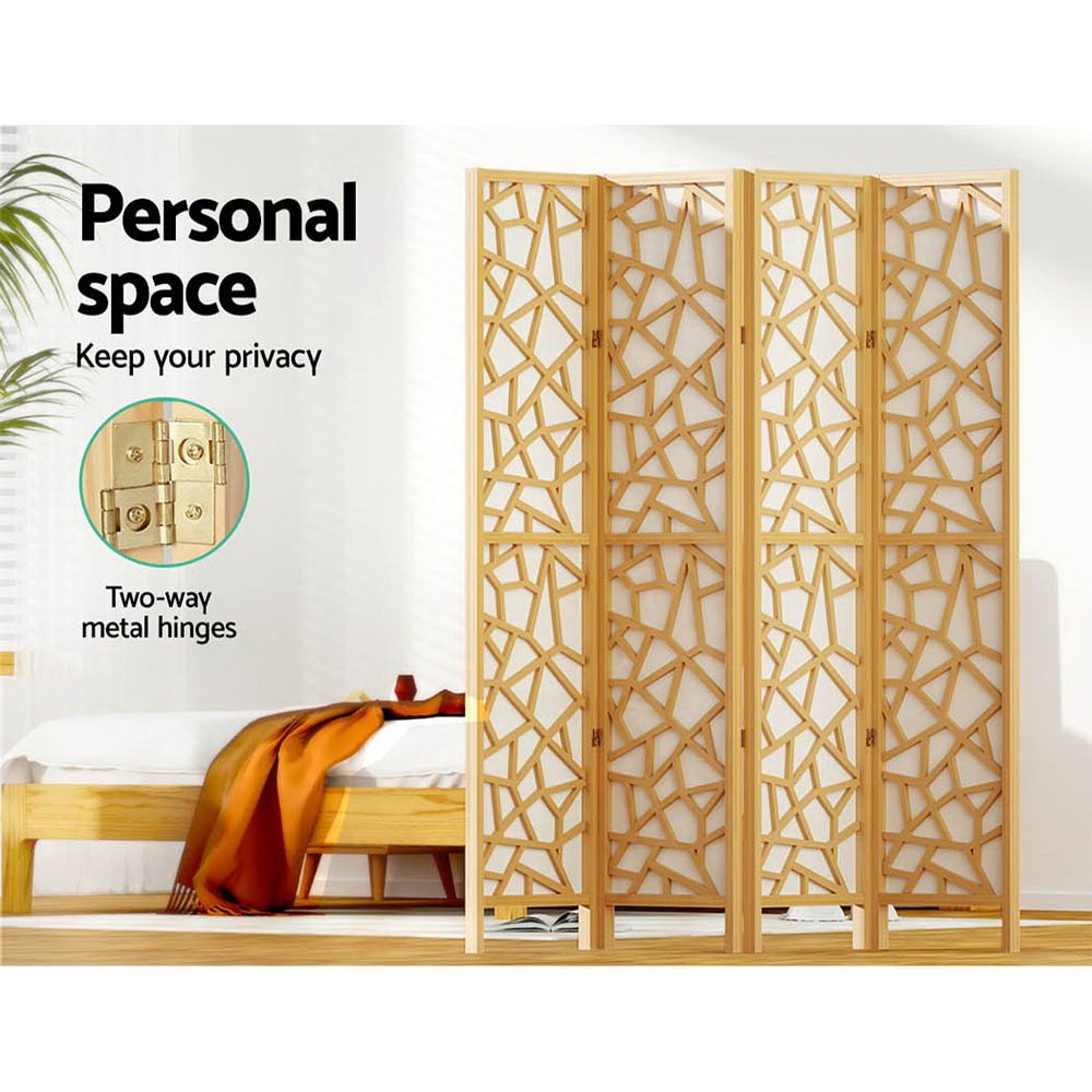 4 Panel Room Divider Screen 162x170cm Clover Natural - Furniture > Bedroom > Room Dividers - Rivercity House & Home Co. (ABN 18 642 972 209) - Affordable Modern Furniture Australia