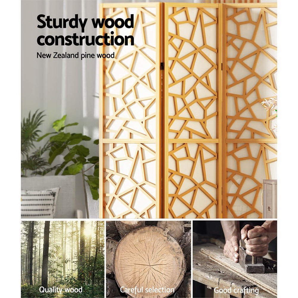 4 Panel Room Divider Screen 162x170cm Clover Natural - Furniture > Bedroom > Room Dividers - Rivercity House & Home Co. (ABN 18 642 972 209) - Affordable Modern Furniture Australia