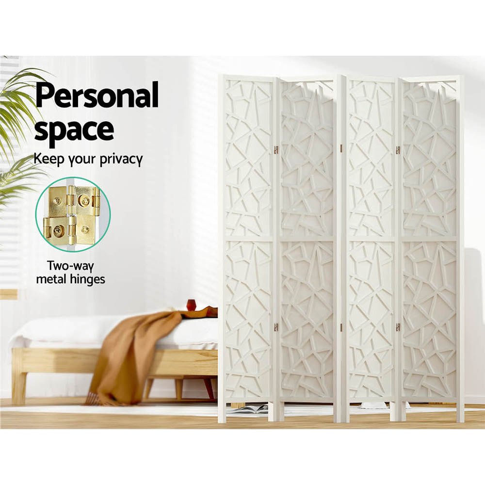 4 Panel Room Divider Screen 162x170cm Clover White - Furniture > Bedroom > Room Dividers - Rivercity House & Home Co. (ABN 18 642 972 209) - Affordable Modern Furniture Australia