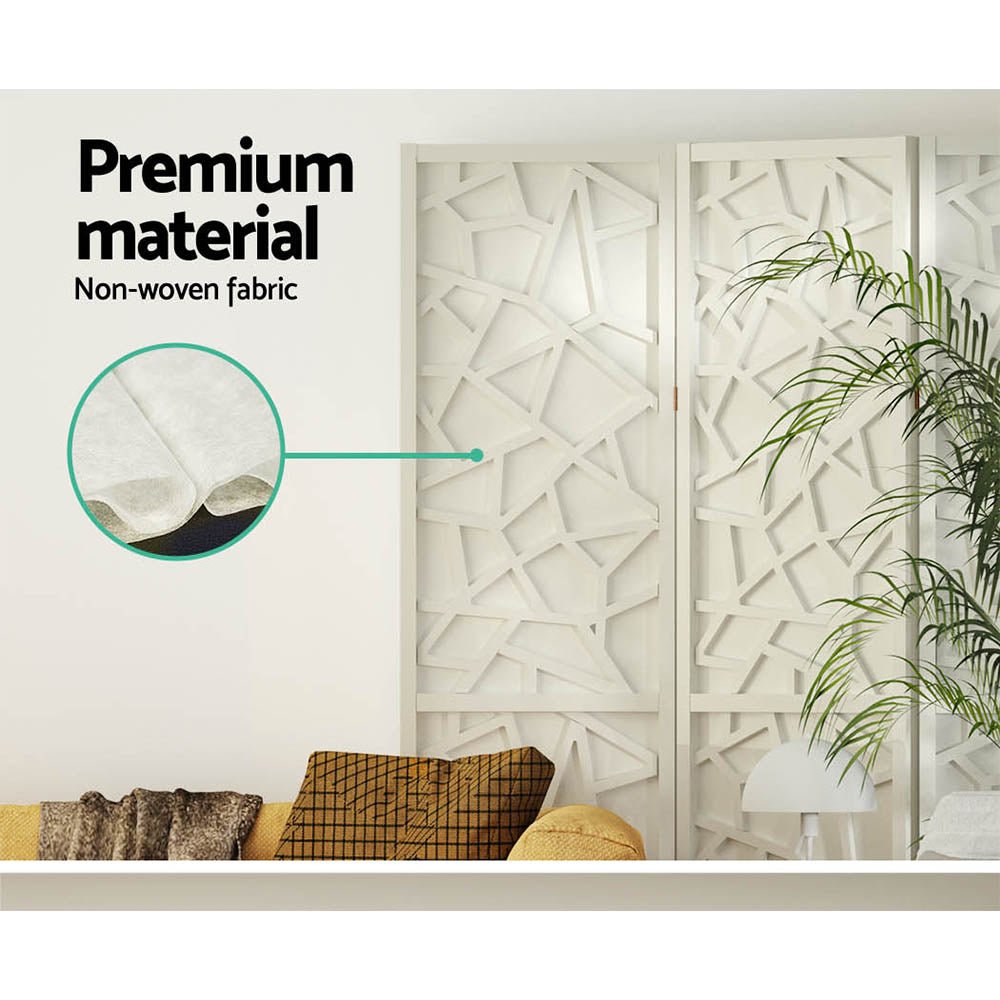 4 Panel Room Divider Screen 162x170cm Clover White - Furniture > Bedroom > Room Dividers - Rivercity House & Home Co. (ABN 18 642 972 209) - Affordable Modern Furniture Australia