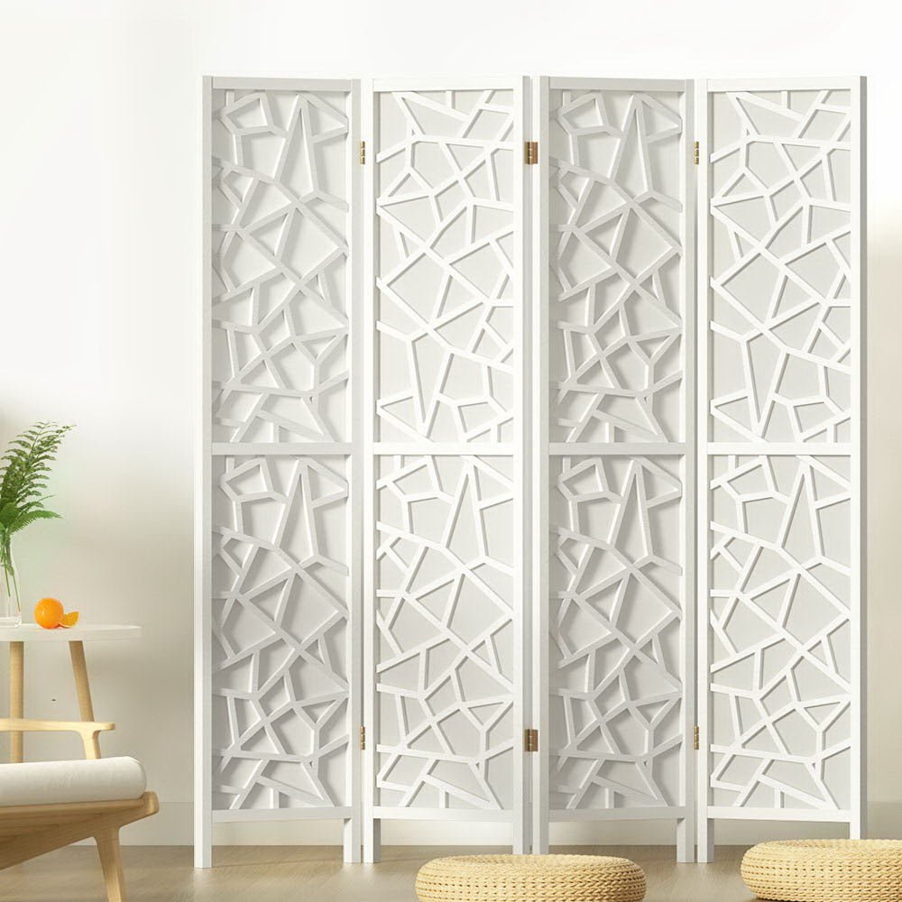 4 Panel Room Divider Screen 162x170cm Clover White - Furniture > Bedroom > Room Dividers - Rivercity House & Home Co. (ABN 18 642 972 209) - Affordable Modern Furniture Australia