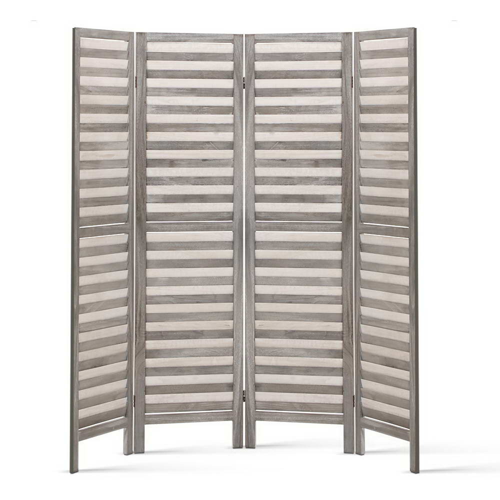 4 Panel Room Divider Screen 163x170cm Louver Grey - Furniture > Bedroom > Room Dividers - Rivercity House & Home Co. (ABN 18 642 972 209) - Affordable Modern Furniture Australia