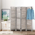 4-Panel Room Divider Screen 163x170cm Foldable Paulownia Wood - Grey