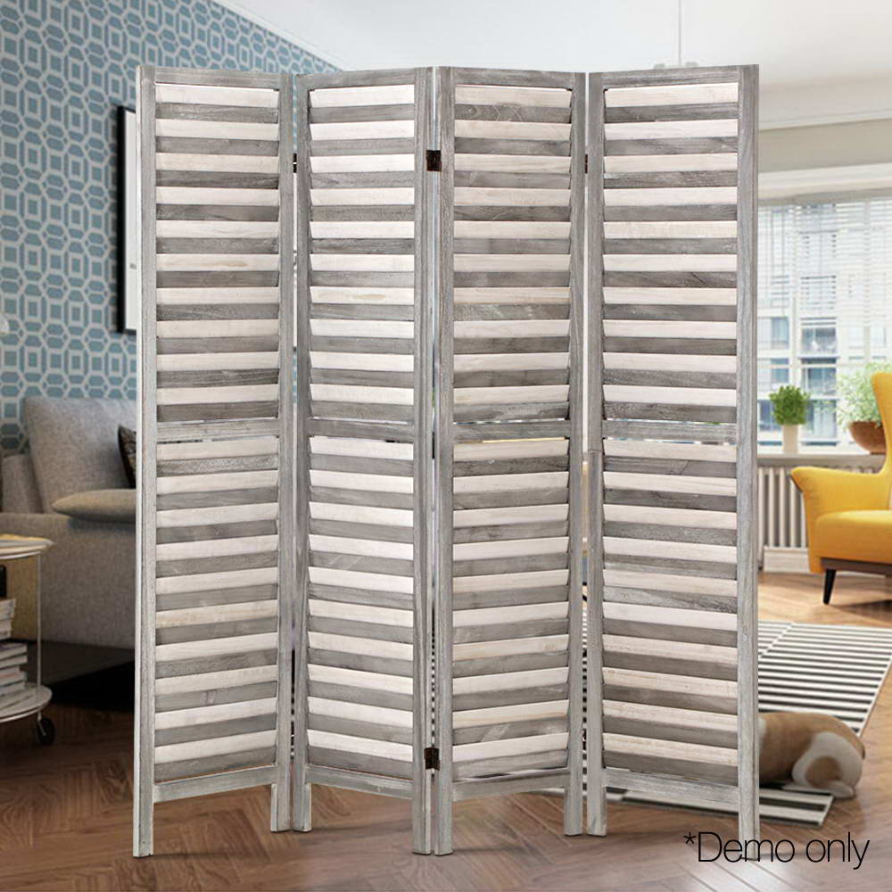 4 Panel Room Divider Screen 163x170cm Louver Grey - Furniture > Bedroom > Room Dividers - Rivercity House & Home Co. (ABN 18 642 972 209) - Affordable Modern Furniture Australia