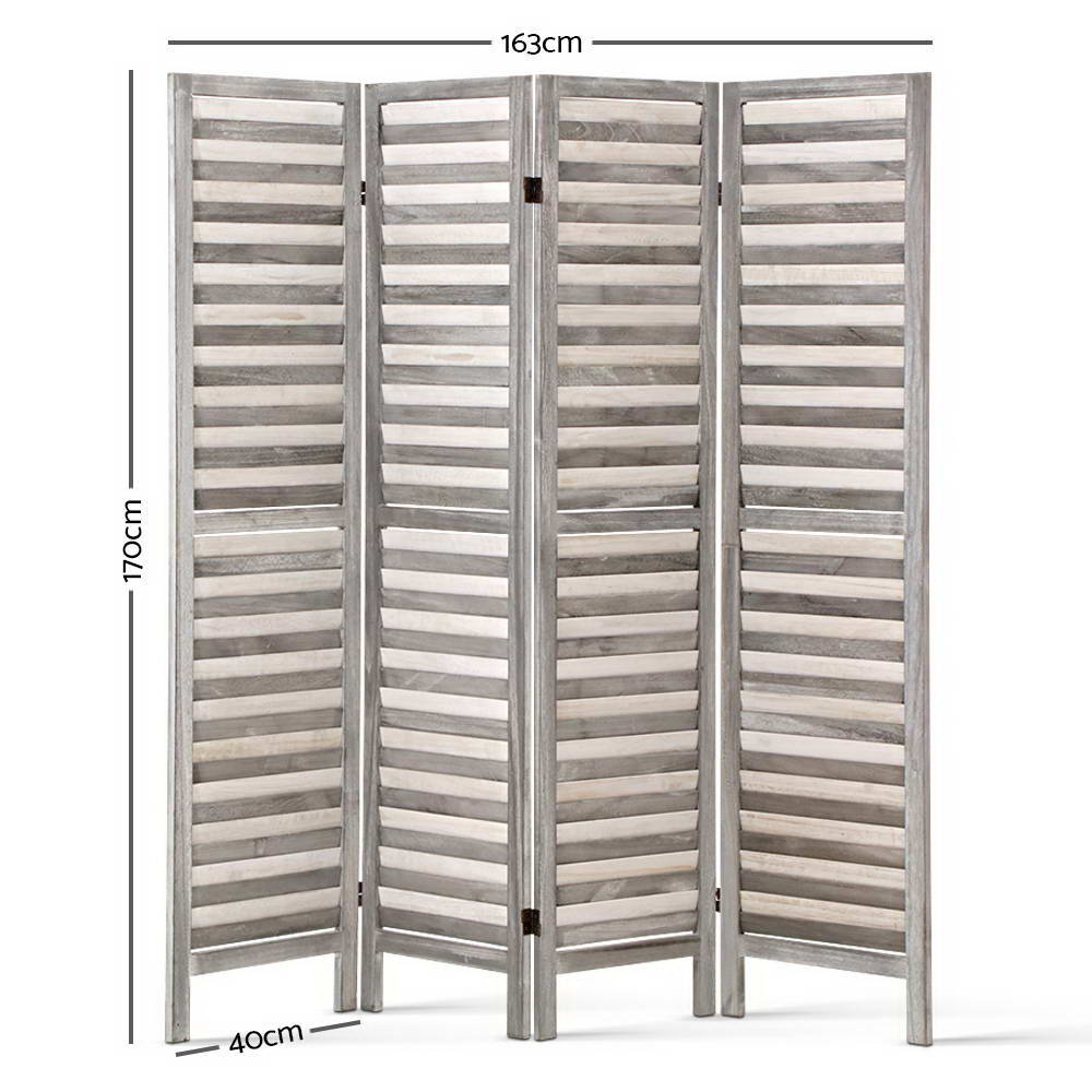 4 Panel Room Divider Screen 163x170cm Louver Grey - Furniture > Bedroom > Room Dividers - Rivercity House & Home Co. (ABN 18 642 972 209) - Affordable Modern Furniture Australia